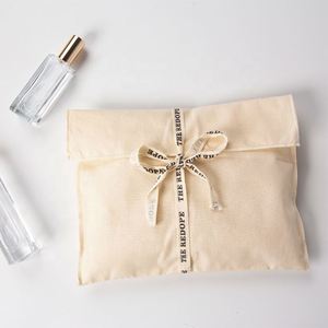 Custom Logo Printing Natural Envelope Cotton Canvas Clothes Pillow Pouch Bag With Cotton <b>Bow</b> Envelope Dust Pouch - Product Image 4
