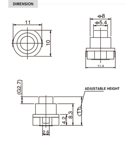 KAN-10A thu nhỏ 1A 125V ON-OFF momentary Chốt chuyển đổi nút Pusher mui xe nhà bếp hình dạng vật liệu nhựa IP40 CCC CE - Product Image 4