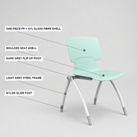 Chaise de conférence ergonomique empilable, coque en plastique vert clair, sans accoudoirs, pliable, pour la formation scolaire et le bureau