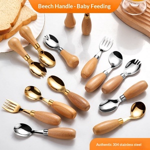 304 Stainless Steel Mini Flatware Set Wooden Handle Fork Spoon Portable Compact Ergonomic for Travel Dining Utensil <strong>Cutlery</strong> - Product Image 2