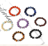 Nouvelle bague en perles de pierre au design simple, en acier inoxydable, 4 mm, pierres précieuses naturelles, cristal, perles élastiques, pour femmes