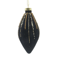 Vente directe d'usine, ornements en verre soufflé à la main, ronds, noirs, de luxe, avec des paillettes floquées, 8 cm, décoration d'intérieur