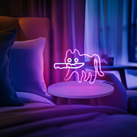 Enseigne néon LED personnalisée pour chat, en PVC, étanche IP68, pour décoration murale de jardin, fêtes et mariages