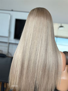 Pas de technologie de nœuds de blanchiment 22 pouces Balayage droite HD5 * 5 fermeture platine blond perruques de cheveux humains partie n'importe où - Product Image 6