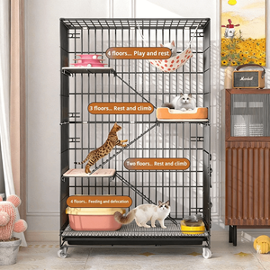 Cage pour <span class=keywords><strong>animaux</strong></span> de compagnie en métal, grande, multicouche, portable, empilable, de qualité supérieure, pliable - Product Image 3