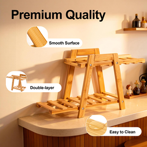 <b>Table</b> Flower <b>Plant</b> Stand Bamboo Desk Storage Rack Mini <b>Table</b> Flower <b>Plant</b> Stand - Product Image 3