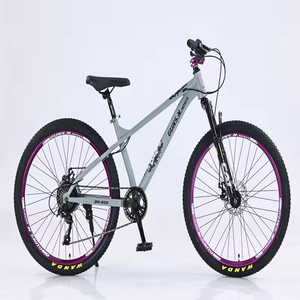 Vélo de montagne unisexe avec cadre en acier au carbone, fourche en alliage d'aluminium, frein à disque, 7 vitesses, roues de 26 pouces - Bleu/Noir/Jaune/Gris - Product Image 1