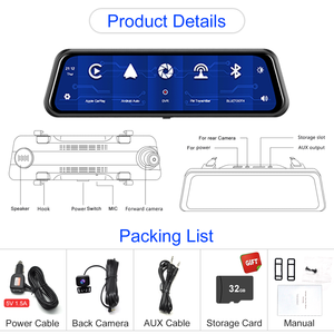 Wireless CarPlay &amp; Wireless Android Auto, <strong>Dash</strong> <strong>Cam</strong> Front <strong>Mirror</strong> <strong>Dash</strong> <strong>Cam</strong> Rear View <strong>Mirror</strong> 9.66 Inch <strong>Dash</strong> <strong>Cam</strong> DVR Camera - Product Image 6