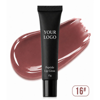 20 Teintes Gloss à Lèvres Peptidique en Tube Noir, Marque Privée, Logo Personnalisé, Maquillage Végétalien, Vente en Gros, Repulpant, Nourrissant, Brillant, Longue Durée
