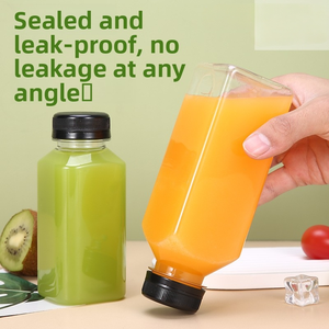 Bottiglia per Bevande in Plastica PET Trasparente Personalizzata all'Ingrosso, 38 <span class=keywords><strong>ml</strong></span>, Quadrata, per Tè al <span class=keywords><strong>Latte</strong></span>, con Coperchio, Bottiglia per Succhi - Product Image 4