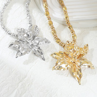 Collier tendance Kaimei 2027 en alliage avec pendentif feuilles exagérées pour femme, nouveau bijou de mode estival, couleur or
