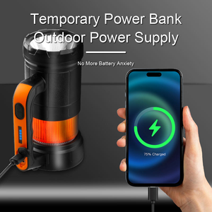 Projecteur double lumière 7 modes, batterie externe, réglage 360°, anneau COB orange, avertissement rouge, rechargeable USB, lampe de <span class=keywords><strong>camping</strong></span> extérieure - Product Image 3