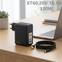 Cargador para Portátil Gaming EU US UK US con Enchufe de Pared XT60 20V 16.5A 19.5V 16.92A 330W para Dell Alienware X16 R1, Adaptador AC DC 7.4x5.0mm