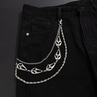 Chaîne de pantalon multi-styles punk gothique avec pendentifs croix, étoile, perle, crâne, boule 8, chaîne de portefeuille en métal pour hommes et femmes, streetwear