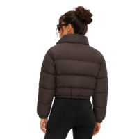 Doudoune courte matelassée pour femme, col montant, fermeture éclair, manches longues, manteau d'hiver chaud, vente en gros de vêtements d'extérieur