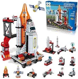 Hot Sale 566 PCS Space Ship Bricks Set Space Exploration Shuttle Toys 12 in 1 STEM Aerospace Building Blocks Toy for Kids Gifts