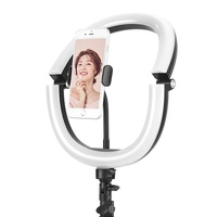 Lumière Portable 12 pouces pour appareil photo DSLR, TikTok Live Dimmable avec Clip de téléphone, support de téléphone pliable avec anneau lumineux blanc clair