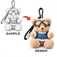 Mini porte-clés ours en peluche personnalisé, pendentif sac à dos, breloque sac, jouet doux, porte-clés de voiture, 15 cm, rembourré en coton PP