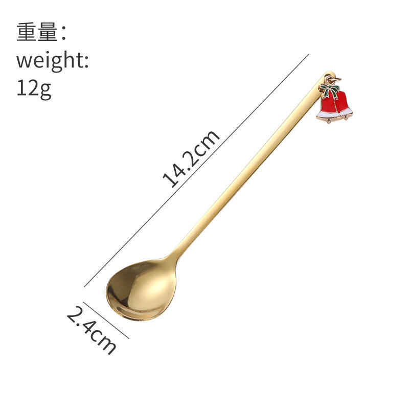 จี้ถุงเท้าคริสต์มาส - ช้อนทอง (สแตนเลส 304)