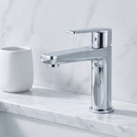 Robinet de lavabo monocommande en laiton chromé au design moderne, mélangeur eau chaude et froide pour salle de bain
