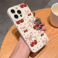 Antichoc Mignon Cerise Bowknot Imprimer Filles TPU Housse de Téléphone Portable pour iPhone 16 15 14 13 Pro Max 16 Plus