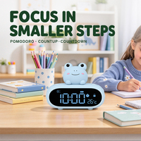 Jam Alarm Katak 12 Pilihan Suara Putih yang Menenangkan Lampu Malam Lembut 6 Suara Alarm 5 Tingkat Volume untuk Anak-Anak