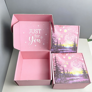 Cajas de envío personalizadas corrugadas pequeñas negras y rosas para regalos, cajas de envío personalizadas para pequeñas empresas. - Product Image 1