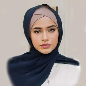 Gorro de tela elástica para la frente, turbante de lino y cristal, estilo indio, europeo y americano, musulmán, hijab