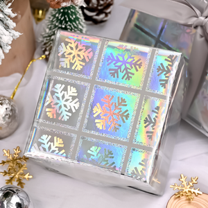 Snowflake <b>Pattern</b> Gift Wrapping <b>Paper</b> Roll Double Side Coated Metallized Eco-Friendly Art <b>Paper</b> for Gift & Craft Packaging - Product Image 1