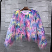 Manteau en fausse fourrure coloré et chaud pour femme, noir, blanc, rose, en peluche, veste fourrée pour femme, automne-hiver, style shaggy, vêtement d'extérieur tendance
