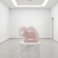 Vente en gros de sculptures d'animaux en cristal naturel de haute qualité, sculptures de renard à neuf queues et de sirène en cristal de quartz rose, cadeau