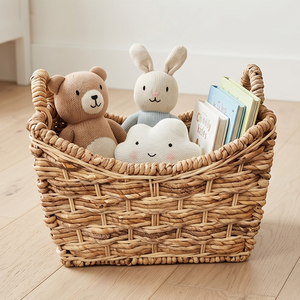 Natural Woven Seagrass Magazine Rack Basket with Handles, Curved <b>U</b>-Shaped Wicker Floor Storage Tote Bin for <b>Living</b> Room - Product Image 3