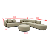 Ensemble de canapés d'angle incurvés modernes et minimalistes en cuir PU de luxe italien, pour appartements et hôtels, par Foshan Furniture