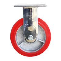 Roulette robuste de 4 pouces à noyau de fer de style coréen Roulettes rouges en PU avec support en acier inoxydable 304 Roues à roulettes tout terrain