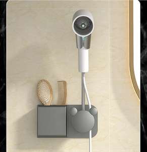 욕실 수납 후크 펀치 프리 선반 헤어 드라이어 보관 랙 게으른 브래킷 벽걸이 형 핸즈프리 헤어 드라이어 홀더 - Product Image 2