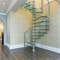 Escalier en colimaçon moderne en verre trempé pour villa, utilisation intérieure
