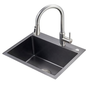 Lavello da <span class=keywords><strong>cucina</strong></span> nero 304 acciaio inox grande goccia-in lavello singolo con <span class=keywords><strong>sifone</strong></span> - Product Image 2