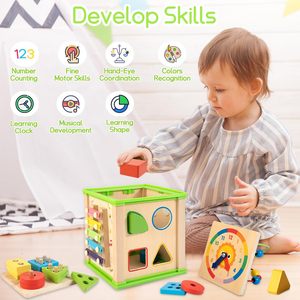 Juguete Educativo para Bebés y Niños, Cubo de Actividades de Madera con Cuentas - Product Image 6