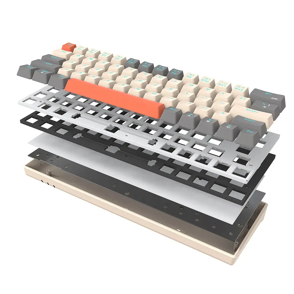 Keyboard Mekanikal berkabel, warna cocok dengan notebook kantor komputer 63 tombol keycap RGB keyboard game T60