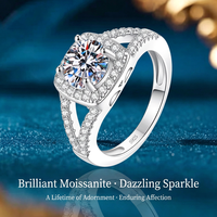Bague en argent S925 avec moissanite ronde brillante, alliance de fiançailles et de mariage pour femme, sertie de griffes, bijoux personnalisés en moissanite