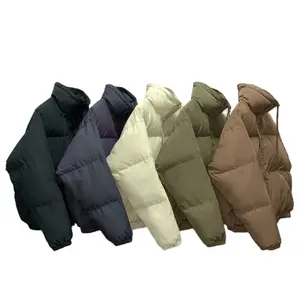 Customized Logo Women's Puffy Short Padded Down Coat Loose Unisex Winter Women Plus Size Puffer Zip Jacket