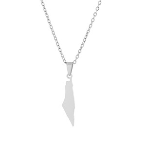 Collier pendentif carte d'Israël en acier inoxydable, creux, pour hommes, femmes et couples, vente chaude, bijoux de mode en gros de Yiwu - Product Image 2