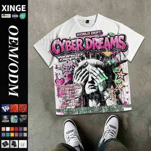 เสื้อยืดโอเวอร์ไซส์สไตล์ฮิปฮอปวินเทจแบบทำสีซีดขาดๆ  ผ้าฝ้าย 100% พิมพ์ลาย DTG ทรงบ็อกซี่แบบครอป สำหรับทุกเพศ - Product Image 1