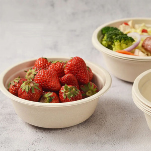 Disposable Bowl <b>Set</b> 350Ml Biodegradable Paper For Camping Picnics Parties <b>Serving</b> <b>Dishes</b> - Product Image 1