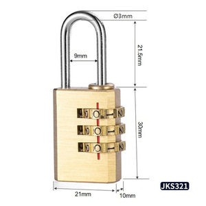 JKS321 Combination Padlock 30mm Brass 4-Digit Resettable Travel Lock Door <b>Security</b> - Product Image 1