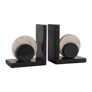 Fermalibri moderno in travertino con sfera per decorare la libreria, accessori decorativi per libri per scrivania da ufficio e biblioteca domestica - Product Image 3