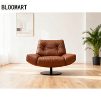 Chaise pivotante en cuir véritable avec cadre en bois éponge en acier au carbone noir mat plateau tournant chaise de canapé simple pour bureau à domicile