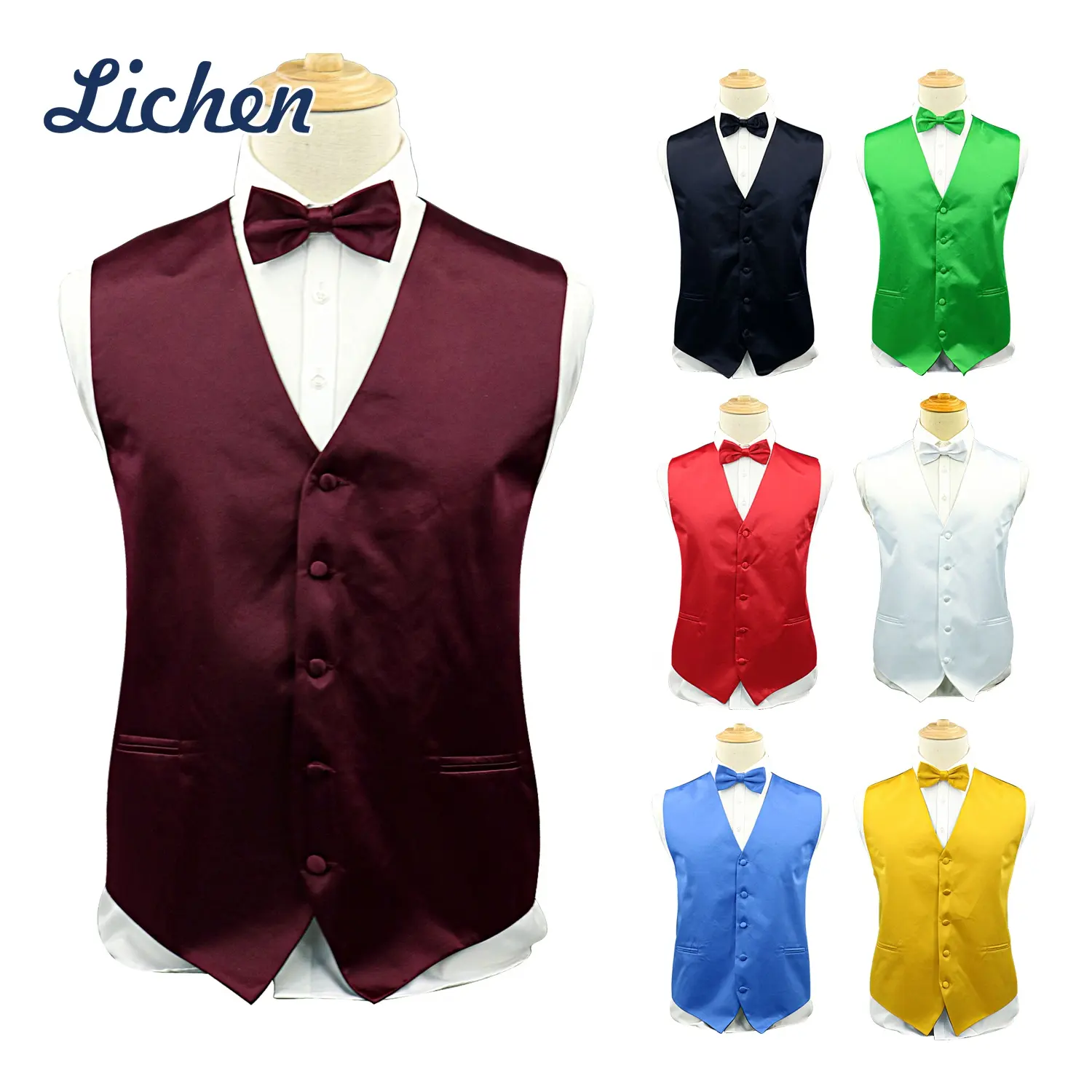 One Color Cheap Men's Fashion Design Solid Color Formal Waistcoats Wedding Vests & Suits