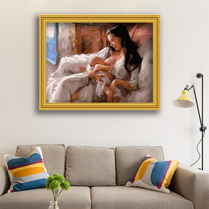 <span class=keywords><strong>Pintura</strong></span> al Óleo Decorativa Pintada a Mano de Madre Lactante y Bebé, <span class=keywords><strong>Pintura</strong></span> <span class=keywords><strong>por</strong></span> Números sin Marco - Product Image 2