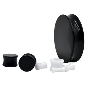 Boucles d'oreilles dilatatrices en acrylique massif, bijoux corporels, grande taille 3mm-20mm, noir et blanc, pour l'élargissement des oreilles - Product Image 1
